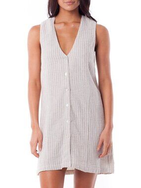 Rhythm Striped Cotton Blend Tahiti Mini Dress - Palm - Size Medium